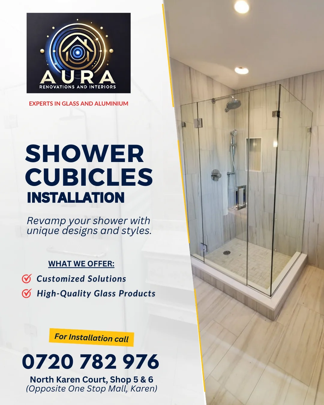 shower cubicle supplier and installer in nairobi kenya named aura renovations and interiors formerly known as evolve elegance